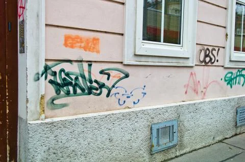 Contaminated house wall Stock Photos