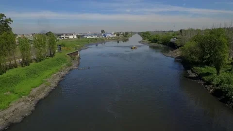 Contaminated river in Argentina Stock Footage 131904129