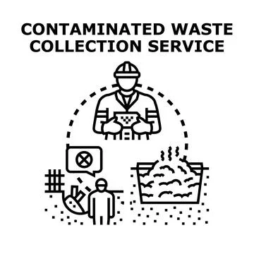 Contaminated waste collection service process illustration Stock Illustration