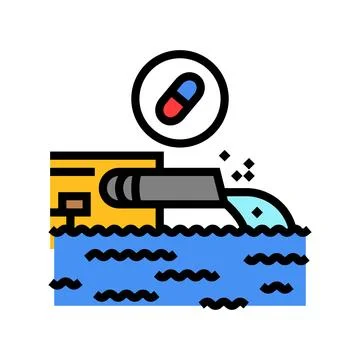 Contaminated water source tablets color icon vector illustration Stock Illustration