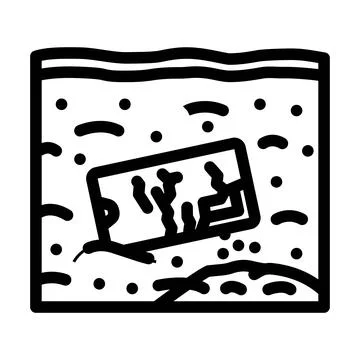 Contaminating soil e waste pollution line icon vector illustration 库存插图