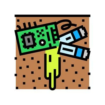 Contaminating soil e waste pollution color icon vector illustration 库存插图