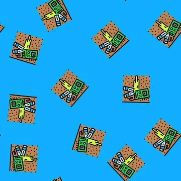 Contaminating soil e waste pollution vector seamless pattern Stockillustratie