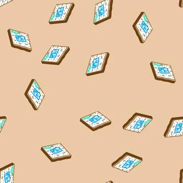 Contaminating soil e waste pollution isometric icon seamless pattern Stock Illustration