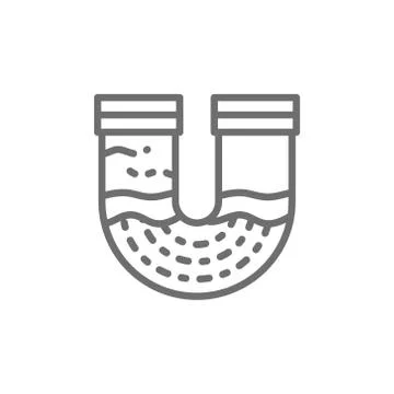 Contamination in water pipe, mud in blocked drain line icon. Stock Illustration