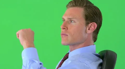 Contemplating businessman on greenscreen Stock Footage