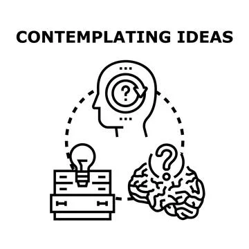 Contemplating creative ideas for problem solving and innovation Stockillustratie