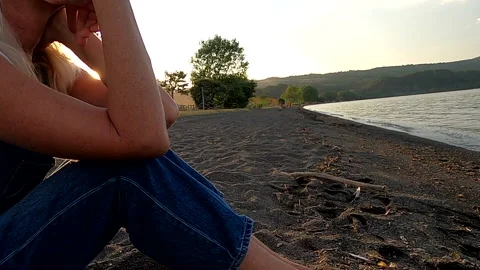 Contemplating the lake at sunset - Full HD - ProRes Stock Footage 159485034