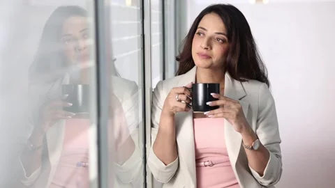 Contemplating Life While Enjoying A Warm Drink Stock Footage 317133659