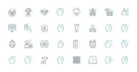 Contemplation linear icons set. Reflection, Meditation, Solitude, Introspection 스톡 일러스트
