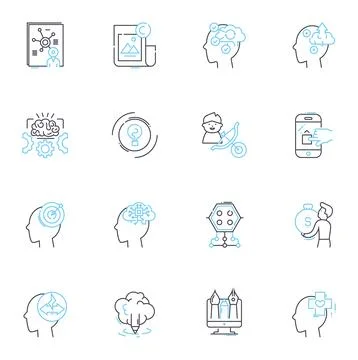 Contemplation linear icons set. Reflection, Meditation, Solitude, Introspection Stock Illustration