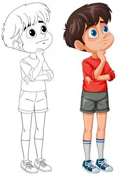 Contemplative Boys in Vector Illustration Stock Illustration