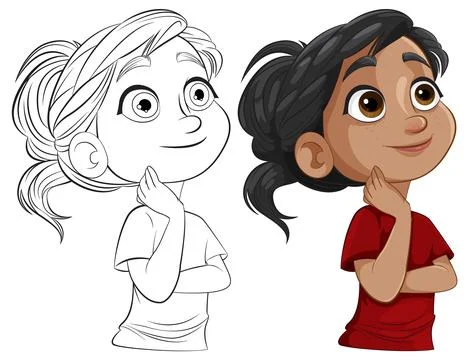 Contemplative Characters in Thought Illustrazione stock