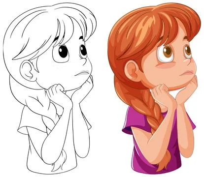 Contemplative Children Vector Illustration Illustrazione stock
