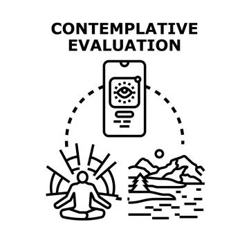 Contemplative evaluation with digital insight and nature observation Stock Illustration