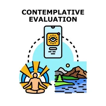 Contemplative evaluation with digital insight and nature observation Stock Illustration