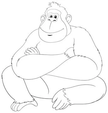 Contemplative Gorilla Vector Illustration Illustrazione stock