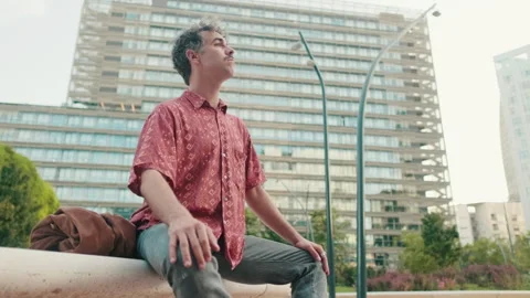 Contemplative Man in the City Stock Footage 329055018