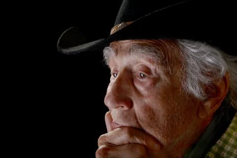 Contemplative old rancher Fotos Stock