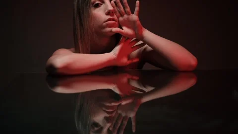 A Contemplative Portrait featuring Reflections with Dramatic and Evocative Stock Footage 280379988