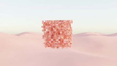 Contemporary abstract animation with geometric 3D elements Stock Footage 338251276