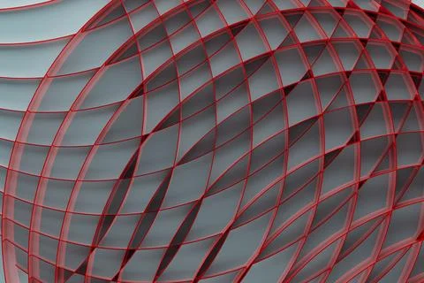 Contemporary abstract background - thin red curved stripes, crossing, semicir Illustrazione stock