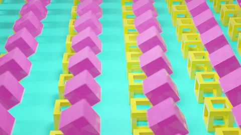 Contemporary abstract composition featuring colorful cubic objects Stock Footage 339293288