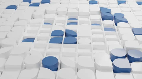 Contemporary abstract design featuring geometric objects in vivid fluorescent Stock Footage 339634070