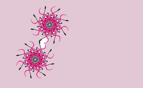 Contemporary abstract digital artwork featuring intricate pink and black Stock Illustration