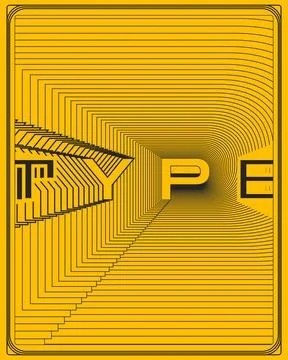 Contemporary Abstract Symmetrical Text Typography Poster Design Art Print Stock Illustration
