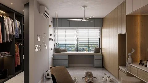 Contemporary and Chic The Latest Study Room Interior Design Ideas Stock-Illustration