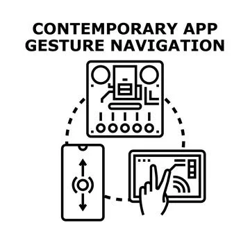Contemporary app gesture navigation and smart device interfacing Stock Illustration