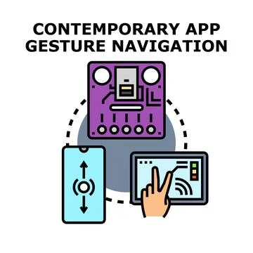 Contemporary app gesture navigation and smart device interfacing Stock Illustration
