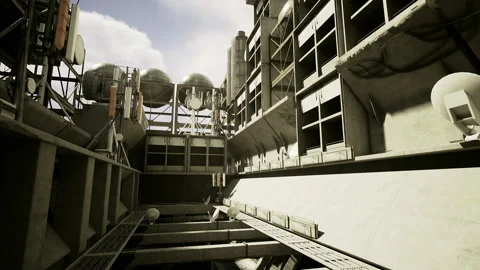 Contemporary architectural elements emphasizing sharp lines and raw textures Stock Footage 329942312