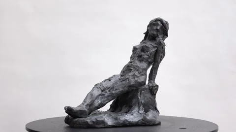 Contemporary Art Sculpture Of Naked Wom Stock Video Pond