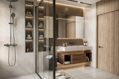 Contemporary Bathroom 4K Stock Illustration