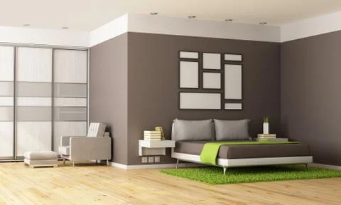 Contemporary bedroom Stock Illustration
