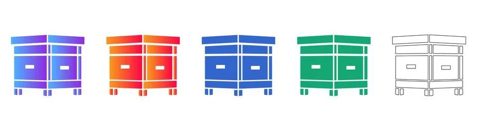 Contemporary Bee Box Icon Set for Apiculture Themes Stock Illustration