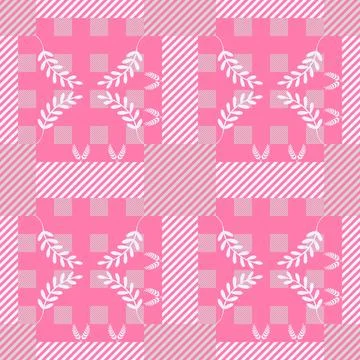 Contemporary Checkerboard Pattern with Bold Tropical Palm and Pine Accents Stock Illustration
