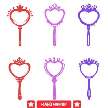 Contemporary Chic Hand Mirror Vector Silhouettes  Redefining Classic Beauty.. Stock Illustration