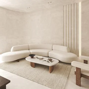 Contemporary classic light beige interior with furniture and decor. Decoration Stock-Illustration