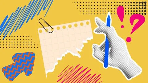 Contemporary collage to make notes Illustration
