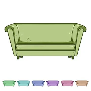 Contemporary couch leather cartoon vector graphic Ilustración de archivo