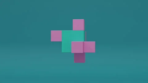 Contemporary cube composition in vibrant neon colors, abstract geometric 3D Stock Footage 339293485