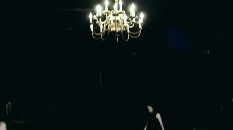Contemporary dance performance of four dancers on dark Stock Footage 65239480