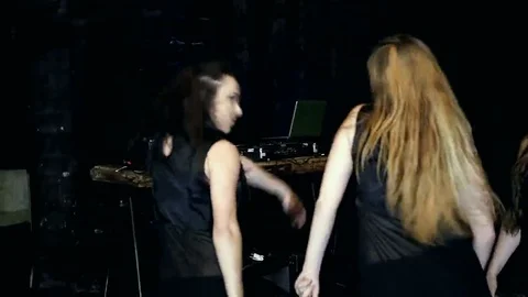 Contemporary dance performance of four dancers on dark Video stock 69225168