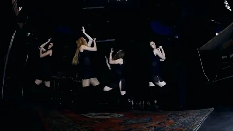 Contemporary dance performance of four dancers on dark 库存影片 69225676