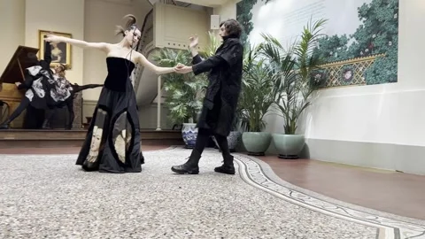 Contemporary dance performance at Jean-Jacques Henner National Museum Stock Footage 315468071