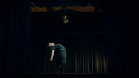 Contemporary Dancer practicing before a show alone Stock Footage 279813641