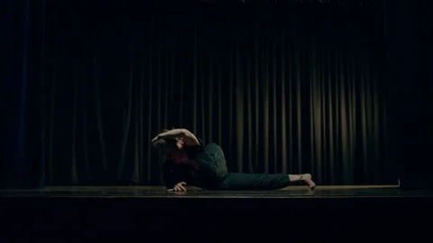 Contemporary Dancer practicing on the stage Stock Footage 279812621